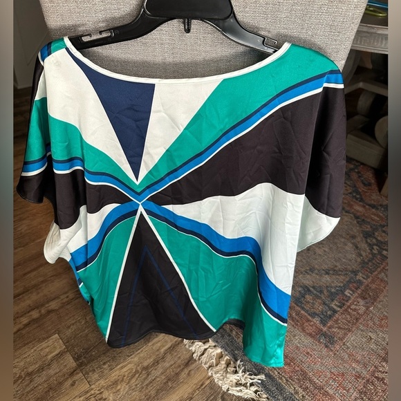 Vince Camuto Women's Geometric Top - Black, Blue, Green size Large - Picture 3 of 7